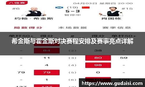 希金斯与霍金斯对决赛程安排及赛事亮点详解